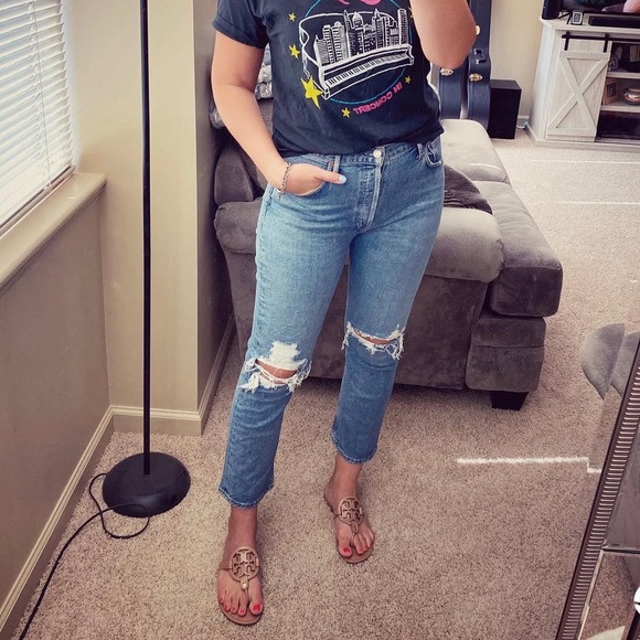 Agolde Riley High Rise Distressed Jeans - Picture 2 of 3